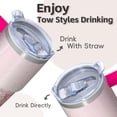 thumbnail image 4 of 20oz Leak Proof Stainless Steel Tumbler With Handle Insulated Double Wall Geometric Design Travel Cup Includes Straw, 4 of 5