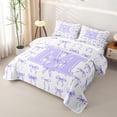 thumbnail image 3 of Manfei Coquette Purple Bowknot Twin Quilt Set For Girls,Purple 3D Letter M Monogrammed Twin Coverlet Set,2 Pieces, 3 of 7