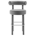 thumbnail image 5 of Modway Toulouse 30" Upholstered Velvet Fabric Bar Stool in Gray/Silver, 5 of 9