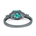 thumbnail image 3 of Art Deco Ring Black Tone Simulated Paraiba Tourmaline CZ 925 Sterling Silver Size 9, 3 of 4