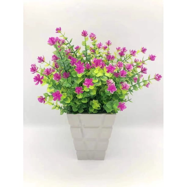Simulación de planta verde, 7 cabezas, 35 mallas, eucalipto, camelia, flor artificial, flor de plástico, flor decorativa
