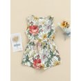 thumbnail image 3 of Honganda Baby Girl's Romper, Flower Print Sleeveless Bowknot Button Bodysuit, 3 of 8