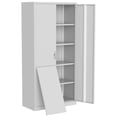 thumbnail image 1 of EastVita Armoire de Rangement en Métal de 71 Pouces 4 Pieds Réglables et Verrou Armoire de Rangement Haute avec Portes et 4 Tablettes Réglables Blanc, 1 of 7