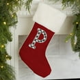 thumbnail image 2 of Personalization Mall Farmhouse Initial Red Christmas Stocking, Ivory Faux  Fur, 2 of 4