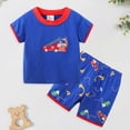 thumbnail image 2 of HCNTES Toddler Baby Spring Summer Clothes Kid Outfits Boys Short Sleeves T-Shirt Tops + Shorts Cute Outfits Set For 2t 3t 4t 5t 6t 7t 8t 9t Kids(X-Blue,5-6 Years), 2 of 5