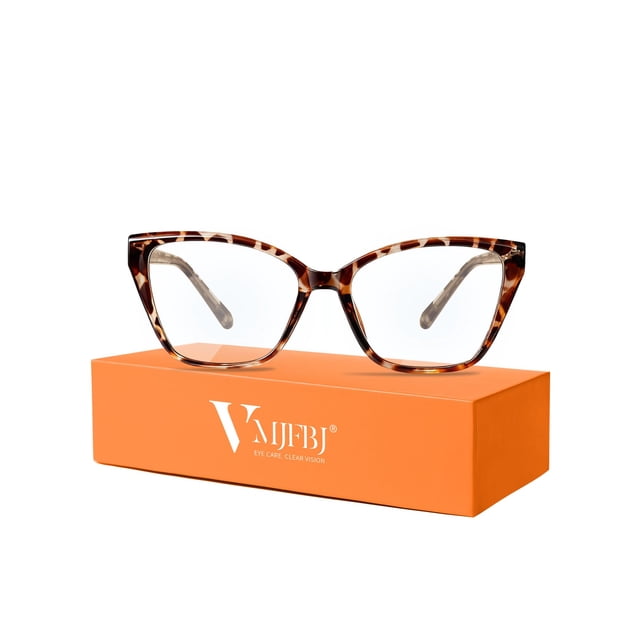 Gafas de Luz Azul para Mujer VMJFBJ, Diseño de Ojo de Gato de Moda, Bloqueo de Luz Azul, Ligeras para Computadora TR90, para Gaming y Uso de Pantalla, Reduce Fatiga Visual y Mejora el Sueño, Tortoise