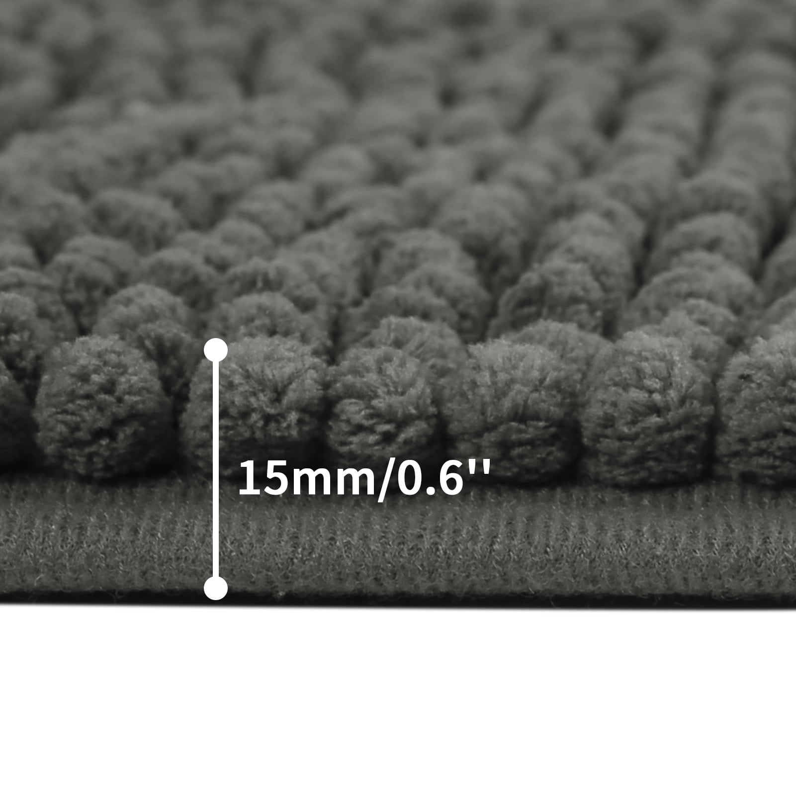 3 Pieces Bath Mat Set, Soft Chenille Bathroom Rugs Mat, Absorbent Spa Shaggy Bath Rugs Set, Machine Washable & Non Slip Bath Mats for Bathroom, Tub, Shower（Dark grey）