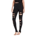 thumbnail image 1 of STARVNC Womens Casual Solid Distressed Ripped Yoga Workout Leggings, 1 of 1