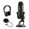 Blue Yeti Studio Professional Recording Kit for Vocals with USB Mic & Software (Blackout), Polsen HPC-A30 Studio Monitor Headphones & Pop Filter Bundle