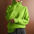 thumbnail image 2 of Suéter de punto suelto de color sólido para mujer, suéter nuevo de otoño e invierno, suéter cálido de cuello alto y manga larga para mujer, 2 of 5