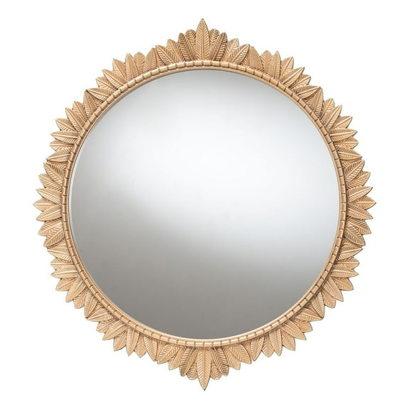 Baxton Studio Caitlin Antique Gold Finished Wood Round Accent Wall Mirror