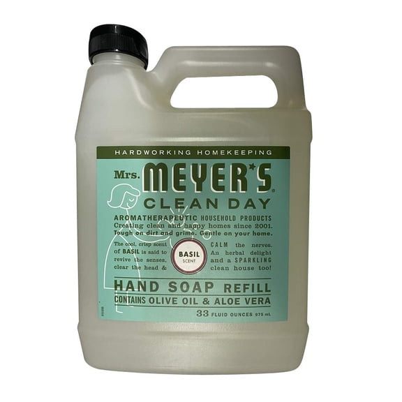 Mrs. Meyer's Clean Day Liquid Hand Soap Refill, 33 fl oz, Basil Pack of 2