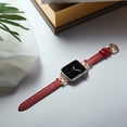 thumbnail image 3 of Dwitch Metal Buckle Bands Compatible with Apple Watch Band 49mm 45mm 44mm 42mm, PU Leather Strap Compatible for Women Men iWatch Series 9 8 7 6 5 4 SE Ultra 2,Red, 3 of 4