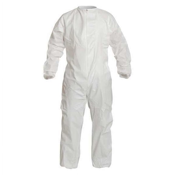 Serged Seams. Bound Neck. Set Sleeve Design. Zipper Closure. White. XL