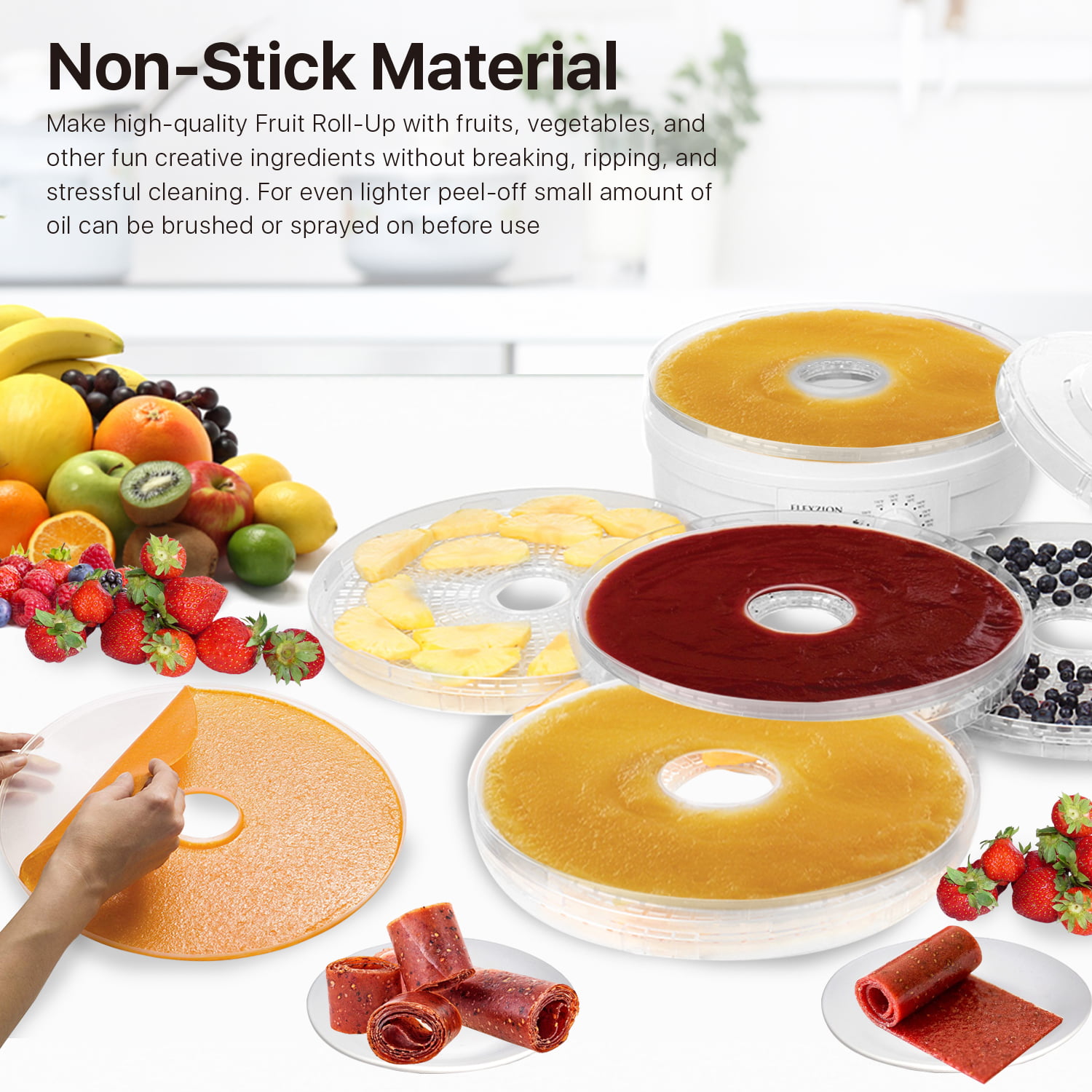 Nonstick Fruit Leather Trays for Dehydrator, Fruit Roll Up for Food