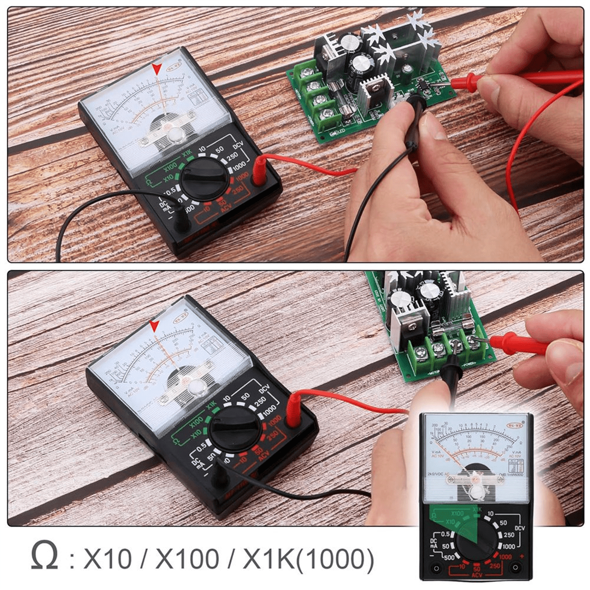Multimeter, AC/DC Volt 1000V Voltmeter Amp Volt Ohm Voltage Tester Meter with Test Leads and Battery Included