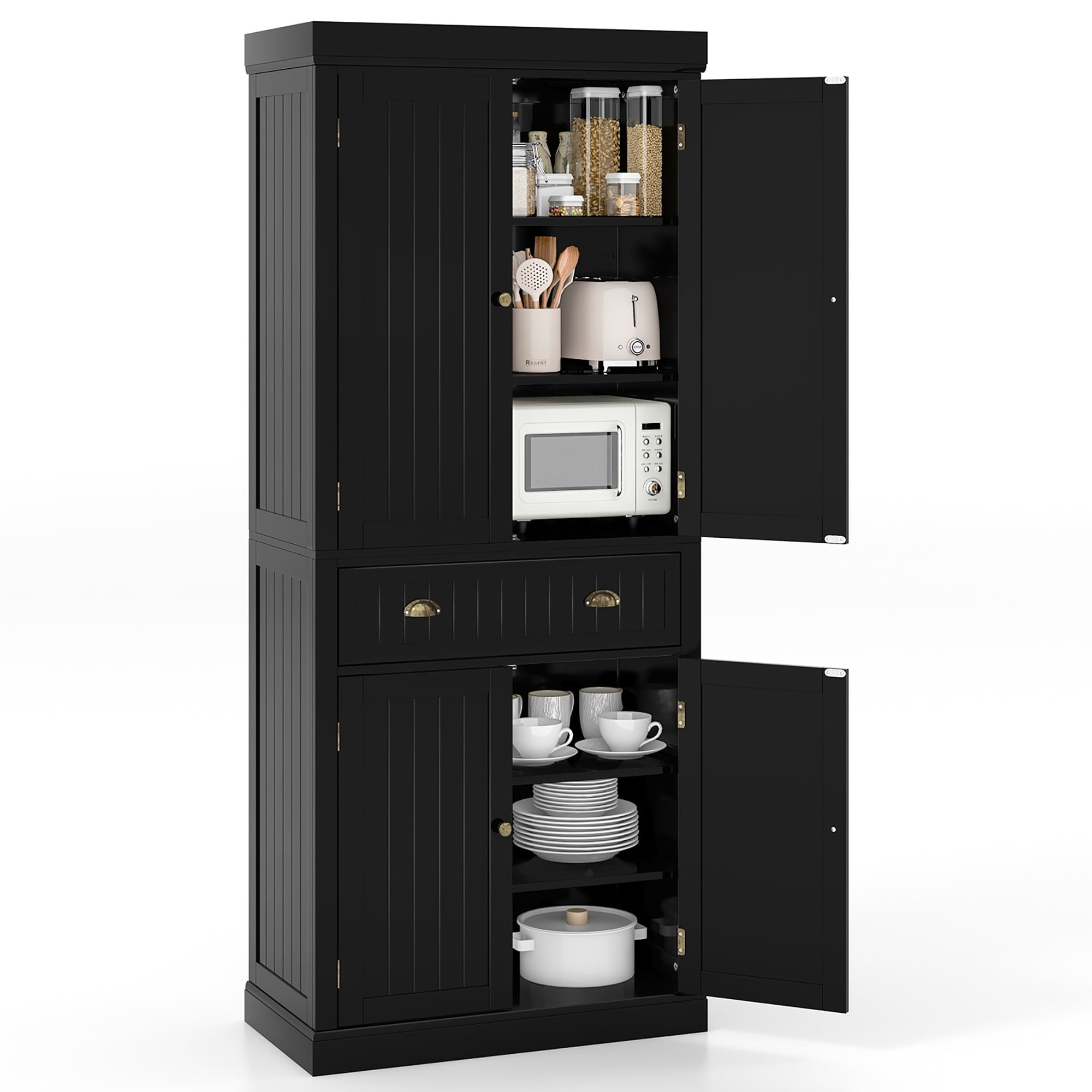 Gymax 72'' Kitchen Pantry Storage Cabinet Tall Freestanding