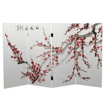 Oriental Furniture 3 ft. Tall Plum Blossom Canvas Room Divider - 4 Panel