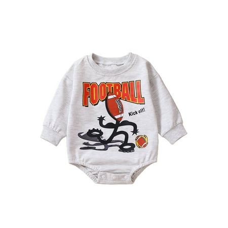

WPNAKS Baby Girl Boy Romper Long Sleeve Round Neck Letters Print Casual Fall Spring Short Jumpsuit