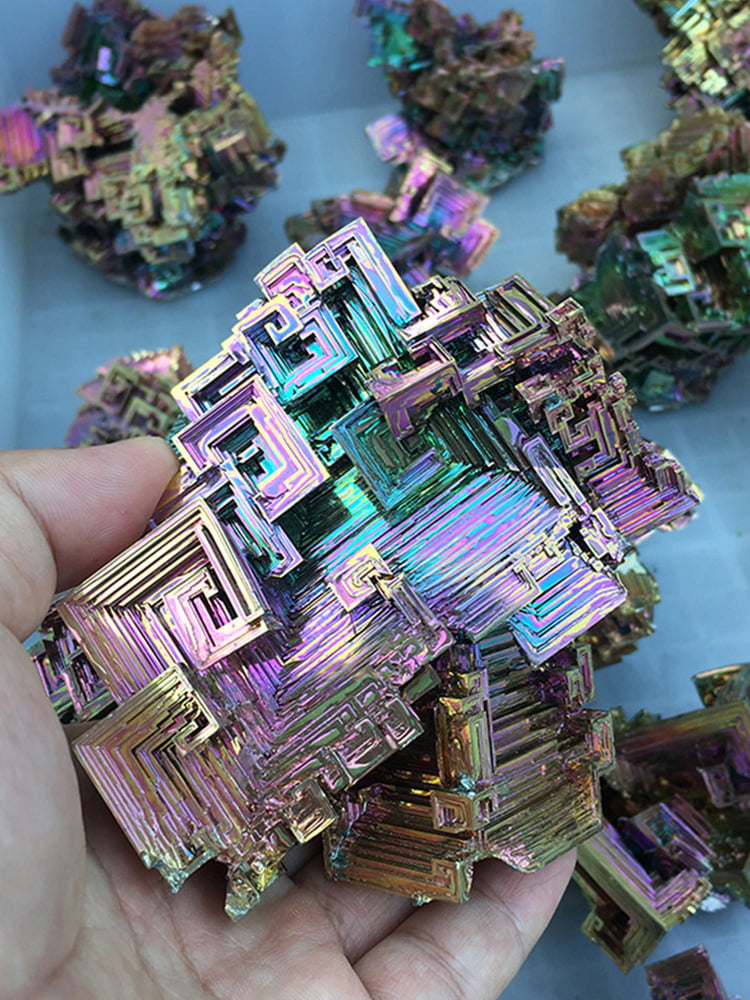 Rainbow Bismuth ore Crystal bowl Quartz titanium mineral Specimen cornucopia 4'' 