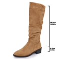 thumbnail image 6 of Womens Chunky Heel Knee High Boots Suede Round Toe Fall Winter Tall Boots Brown 9.5(43), 6 of 9