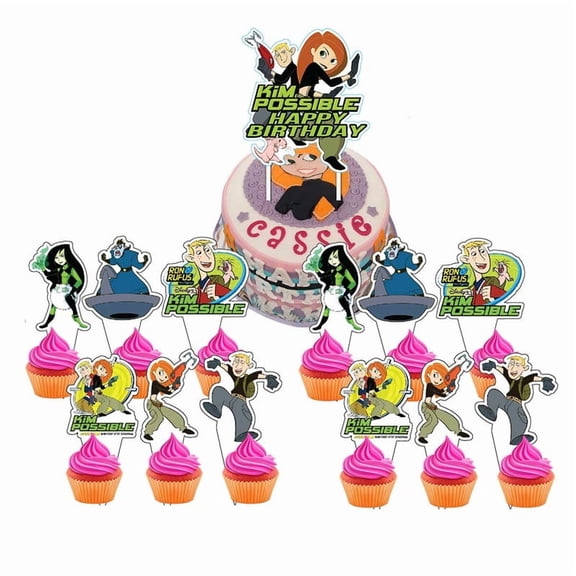 Kim Possible Cake Topper Cupcake Set Party Supplies Decoration Birthday Decor Kit