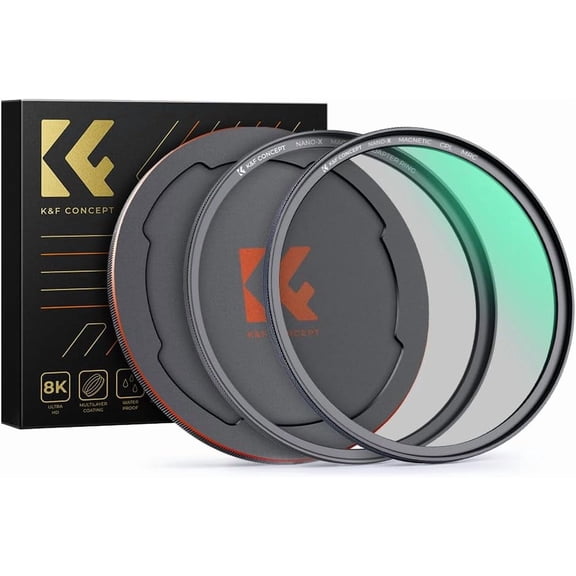 K&F CONCEPT Magnetic 55mm Circular Polarizers Filter (Magnetic Polarizing Filter   Magnetic Basic Ring   Lens Cap) with 28 Multi-Layer Coatings CPL Filter for Camera Lens (Nano-X Series)