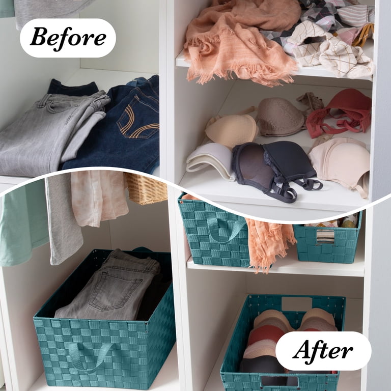 Simplify Large Woven Fabric Storage Basket in Sapphire - Walmart.com