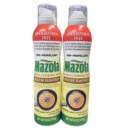 (2 Pack) Mazola Canola Cooking Spray, Butter Flavor, 6 oz, Shelf Stable Aluminum Can