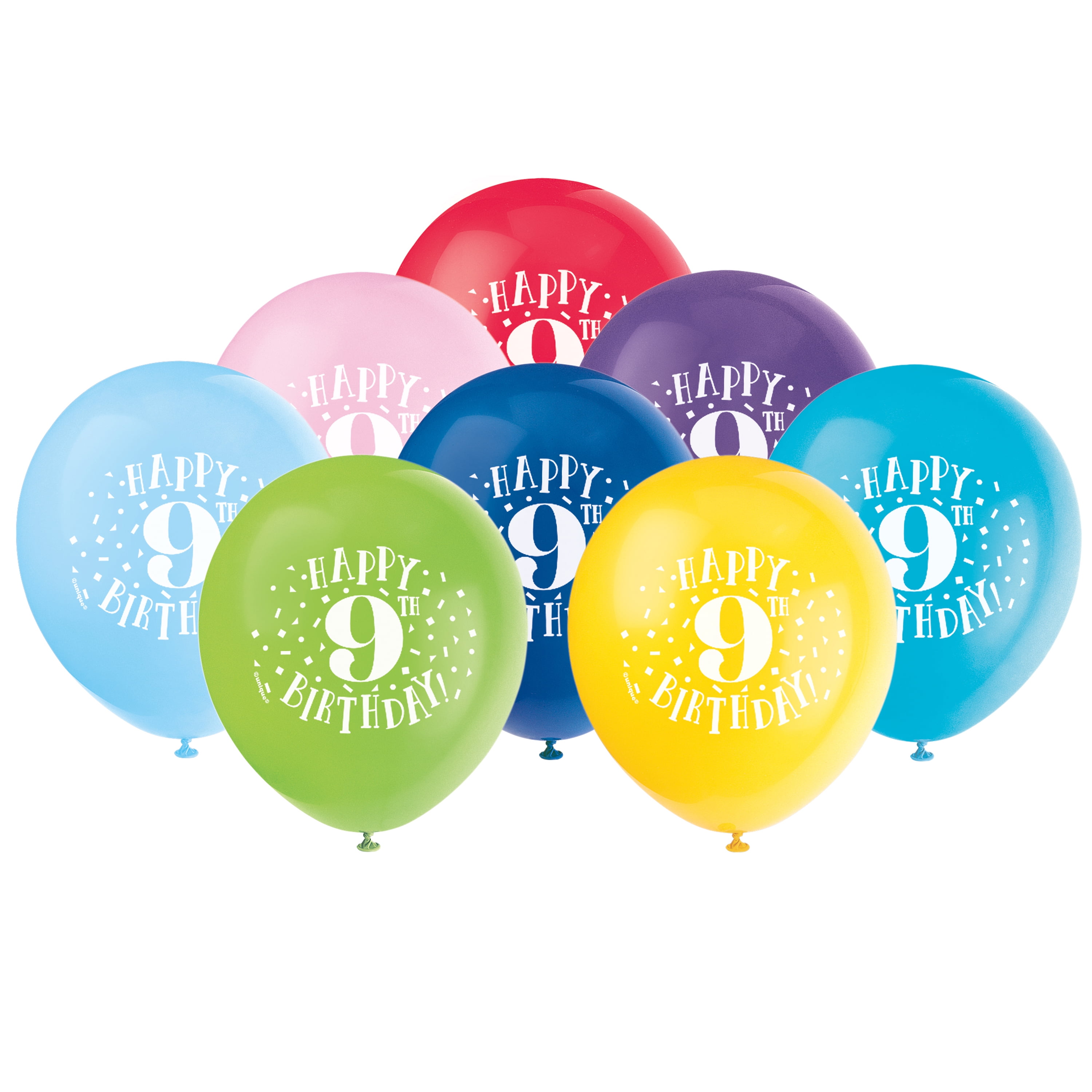 Latex Fun Happy 9th Birthday Balloons, Assorted, 12 in
