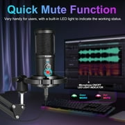 Aveek Gaming Microphone for PC,USB Podcast Microphone with Boom Arm,Mute,Headset Monitoring & Noise Cancelling,Condenser Mic for Streaming,Podcast,Discord,Youtube