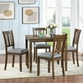 thumbnail image 3 of 34.5 Inches Square Dining Table for 4 People, Wooden Kitchen Table Small Dinner Table, Solid Wood Kitchen Table for Living Room, Kitchen, Walnut, 3 of 7