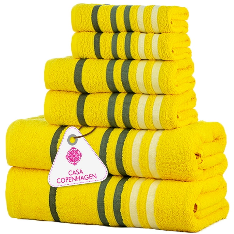 Casa Copenhagen Ecstatic Designed in Denmark 600 gsm Hotel Spa Kitchen Bath Set of 6 Egyptian Cotton Towels 2 Bath Towels 2 Hand Towels 2 Washcloths BUTTER YELLOW Walmart