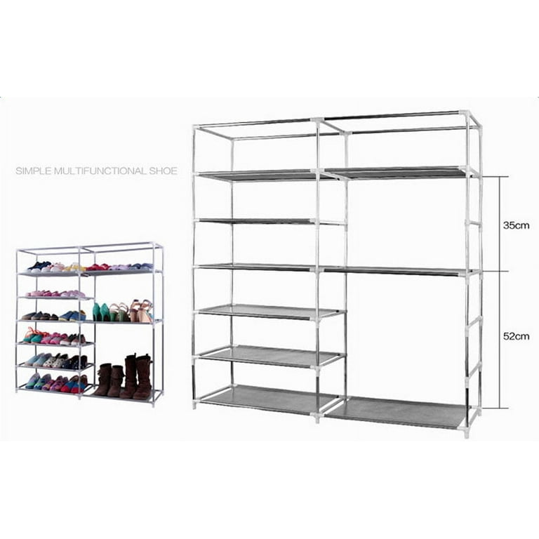 JIUYOTREE 7-Tier Shoe Rack with Dustproof Cover Shoe Storage Organizer Closet Shoe Cabinet Shelf Hold Up to 28 Pairs of Shoes Fo