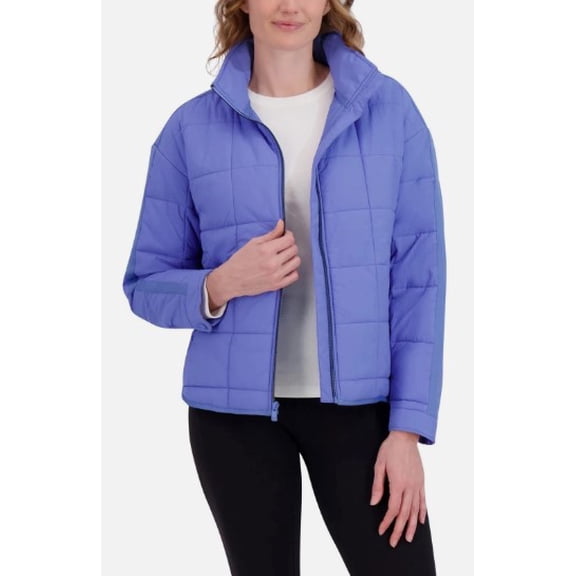 Roxy Women’s Quilted Puffer Jacket, Full Zip, Blue, Size Medium