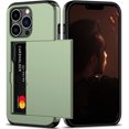 thumbnail image 1 of KOMI pour iPhone 13 Pro Étui avec Porte-Cartes [Ranger 5 Cartes] Double Couche Robuste Antichoc Étui Portefeuille iPhone 13 Pro avec Fente pour Carte Cachée Grand Étui de Rangement pour iPhone 13 Pro (Vert), 1 of 5