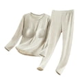 thumbnail image 2 of Conjuntos de ropa interior térmica para mujer, otoño e invierno, suave, cálida, de manga larga, cuello redondo y sujetador incorporado, ropa interior térmica adecuada para climas fríos, parte superior, 2 of 3