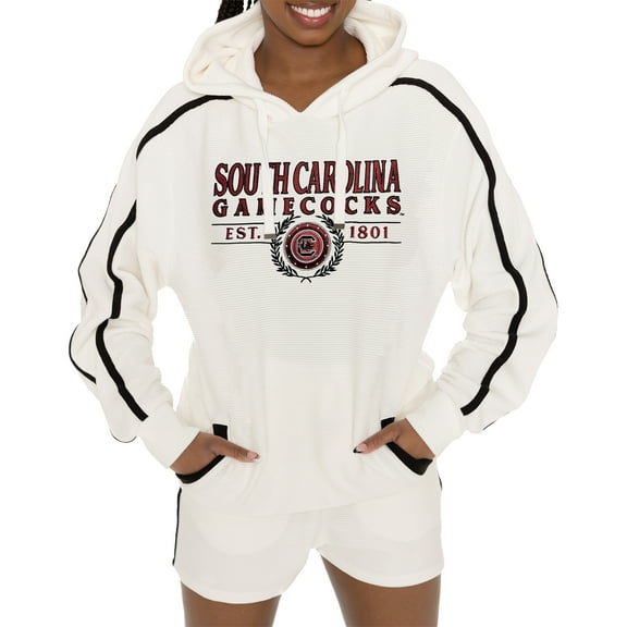 Women's Gameday Couture Cream South Carolina Gamecocks Down, Set, Go Pullover Hoodie and Shorts Set