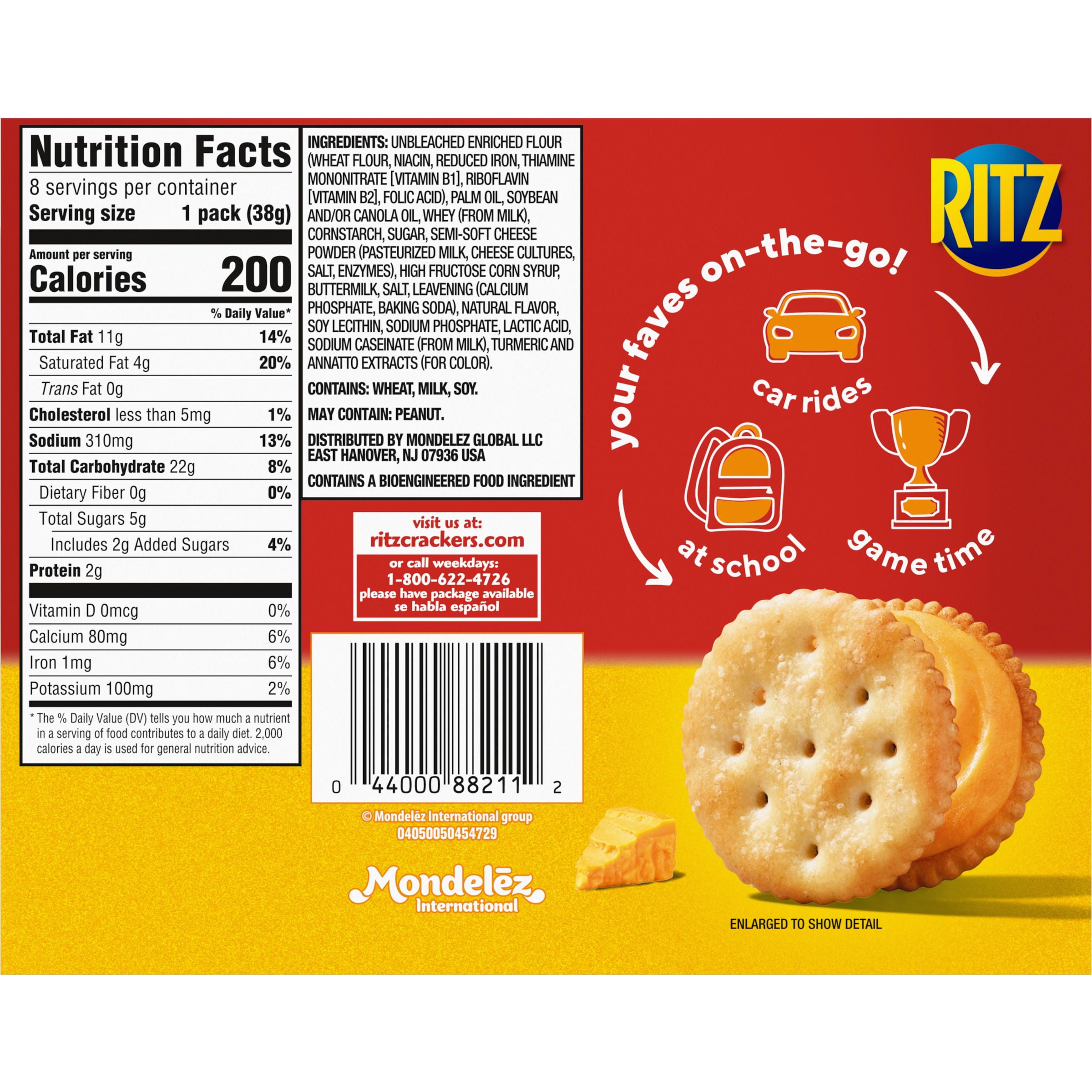 (3 pack) RITZ Cheese Sandwich Crackers, Lunch Snacks, 8 Snack Packs (6 Cracker Sandwiches Per Pack)