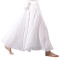 thumbnail image 2 of sunsanly Women Casual Maxi Skirt Elastic Waist Solid Color Long Skirt Ethnic Style Large Flowy Hem A-Line Skirt Streetwear, 2 of 8