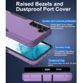 thumbnail image 4 of for Samsung Galaxy S21 FE 5G Case, and Glass Screen Protector, Dust Proof Port Cover, Full Body Protection Durable Rubber Cover Phone Case, Black/Purple, 4 of 15