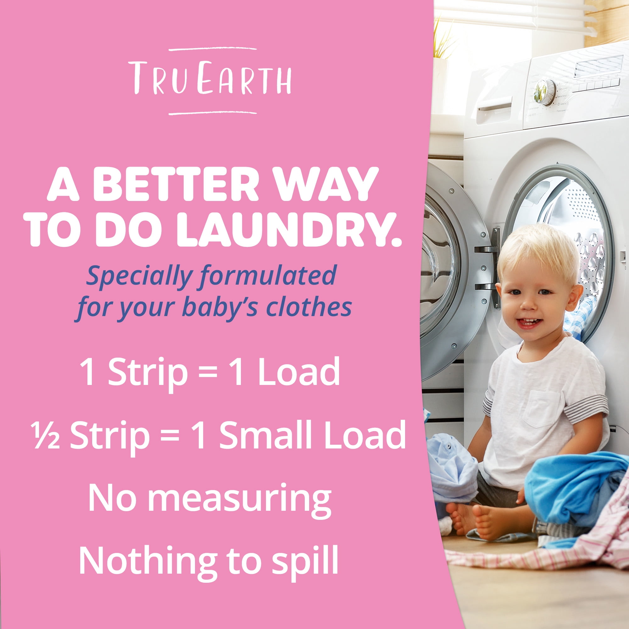 (2 pack) Tru Earth Laundry Detergent Sheets - Baby - Up to 128 Loads (64 Sheets) - Laundry Detergent Eco-Strips