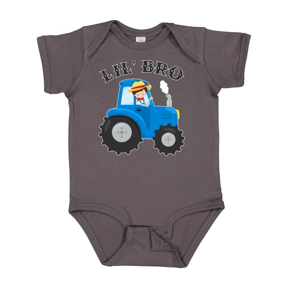 Inktastic Farmer Tractor Little Bro Boys Baby Bodysuit
