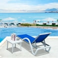 thumbnail image 4 of Patio Chaise Lounge Adjustable Aluminum Pool Lounge Chairs with Arm All Weather Pool Chairs for Outside,in-Pool,Lawn by domi outdoor living (Blue Lounge W/Table), 4 of 9