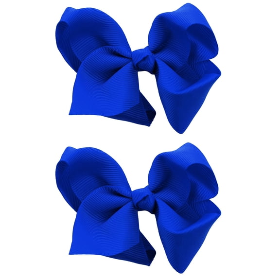 NYFASHION101 Toddlers' Girls' Smooth Grosgrain Ribbon Bow Alligator Clip, Royal Blue