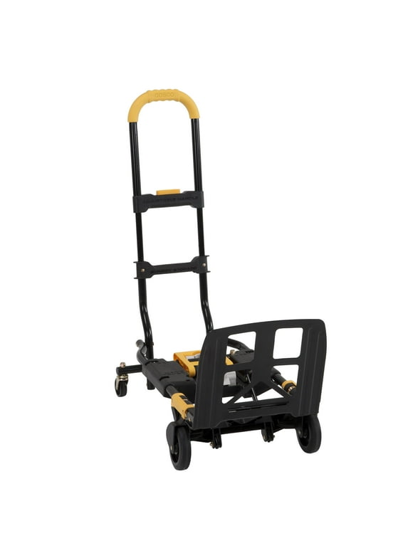 COSCO Folding 2-in-1 Hand Truck, 300 lb. Capacity, Multi-Position with Extendable Handle (1 pack, yellow and black)