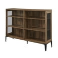 thumbnail image 5 of Walker Edison 3 Tier Industrial Wood and Metal Mesh Bookcase Bookshelf Storage Home Office Storage Cabinet, 52 Inch, Rustic Oak, 5 of 9