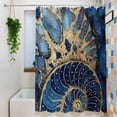 thumbnail image 3 of Luxury Seashell Shower Curtain, 72" x 84", Ocean Blue Gold Abstract Modern Liquid Art Waterproof Bathroom Curtain Washable Shower Curtain Set with 12 Hooks, 3 of 8