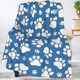 thumbnail image 6 of Dog Footprints Blue Throw Blankets Ultra Soft Fleece Blanket for Sofa Couch Camping Travel Lightweight & Warm Cute Puppy Paws Bed Blanket for All Seasons Home Decor, 40"X30", 6 of 17