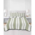 thumbnail image 2 of Quilts Twin Size Bedding Set, Sage Green Striped Lightweight Quilted Comforter, Green Geometric Line Stripes Farmhouse Soft Reversible Bedspread Coverlet with Pillow Covers for All Season, 68" x 86", 2 of 7